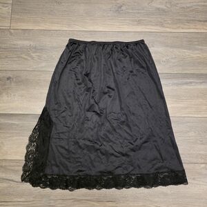 Ashley Taylor Midnight Black Lace Hem Intimate Midi Slip